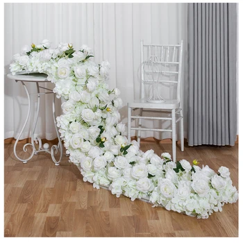 High Quality Strip Wedding Background Wall Decoration Row Arch Long Flower Arrangement Rows of Wedding Flower Runner Decoration