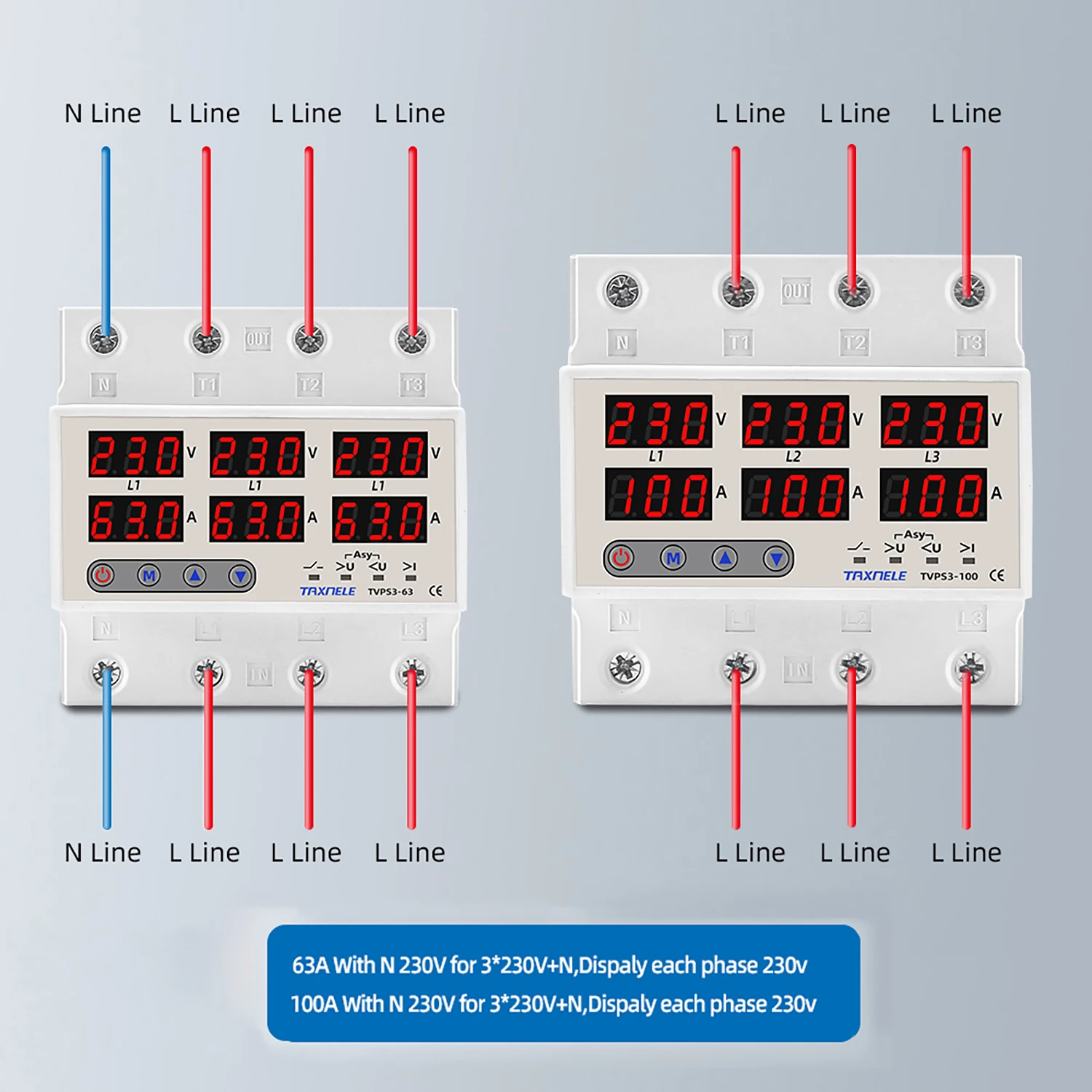 HUIOP Protecteur De Tension 3P Multifonctionnel - Commutateur Phase Automatique Avec Affichage Numérique, Idéal Maisons Et Industries