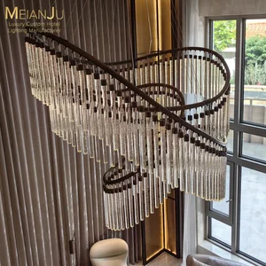 Art Nouveau Style Spiral Design Villa Ceiling Chandelier Frosted Glass and Stainless Steel Small Lamp Sizes for Hotels