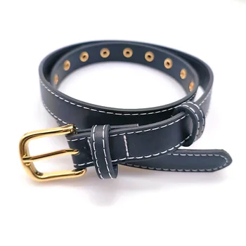 New Korean version of ins style personality air eye needle buckle women's belt practical trend fashion with jeans black