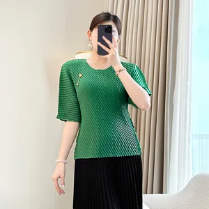 2026 Summer New Women's Green Loose Short Sleeve Top High-Grade Temperament Casual Solid Style Large Size Slim Fit T-Shirt