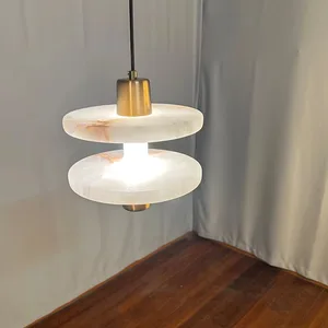 Nordic Modern Designer Spanish Natural Marble Chandelier Luxury Restaurant Bedroom Bedside Light Adjustable Height Model Room