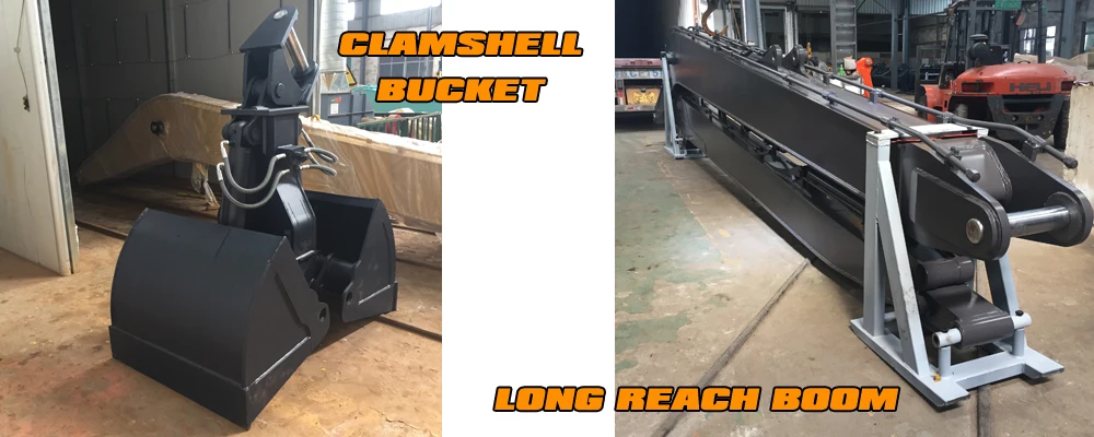 Clamshell-bucket-long-boom