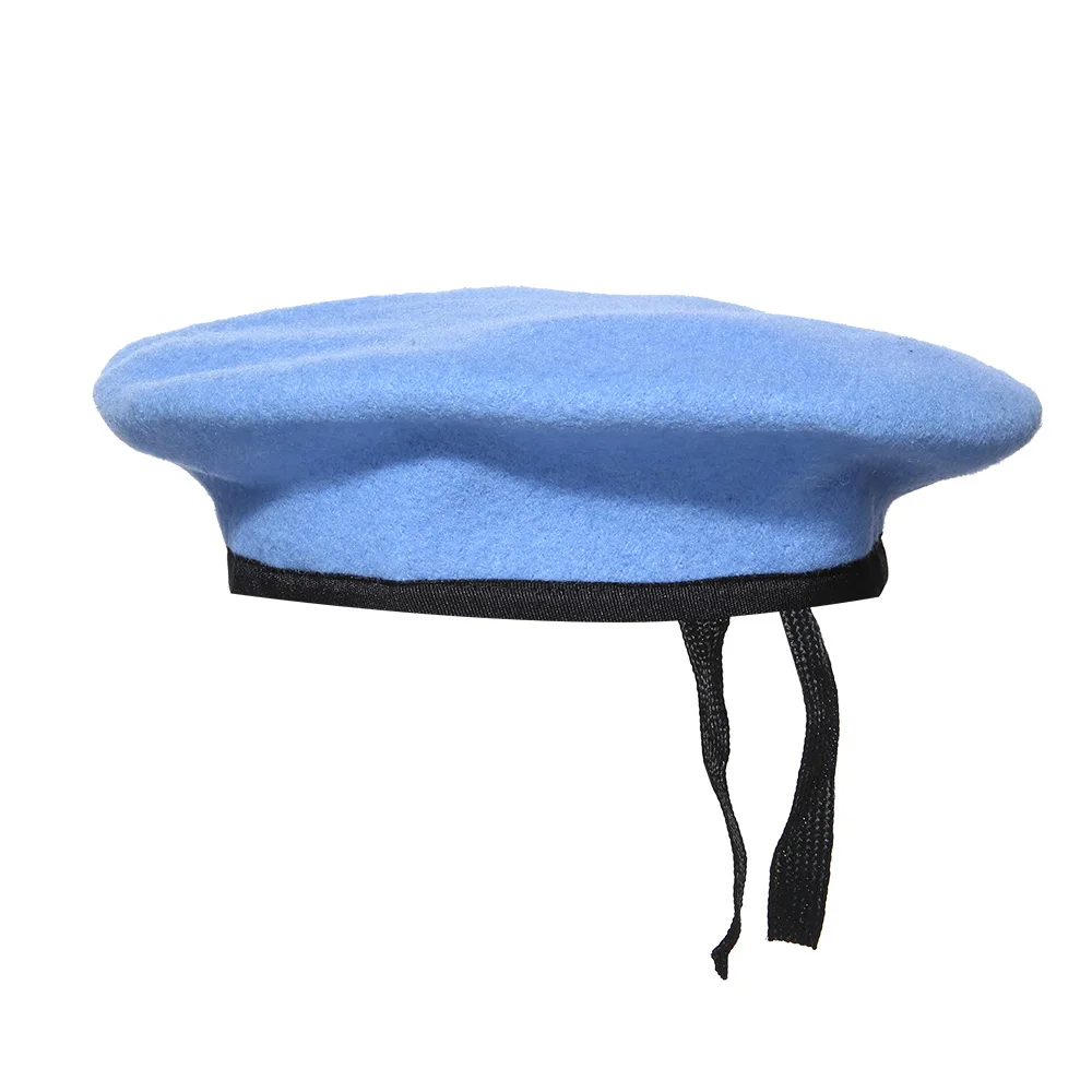 Adjustable Embroidered Unisex Wool French Tactical Beret, Blue Beret Forward Cap