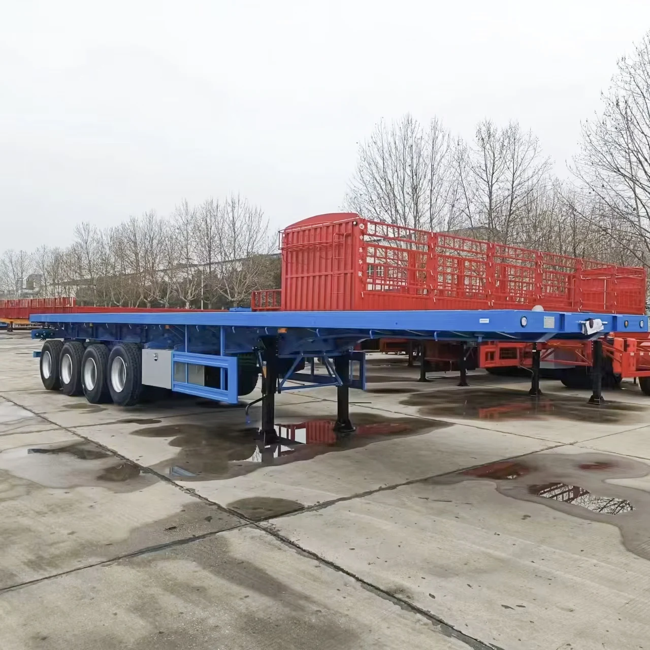 Factory Direct 40ft High Bed Container Trailer CIMC 50T Transport Truck with Four-Axle Semi-Trailer
