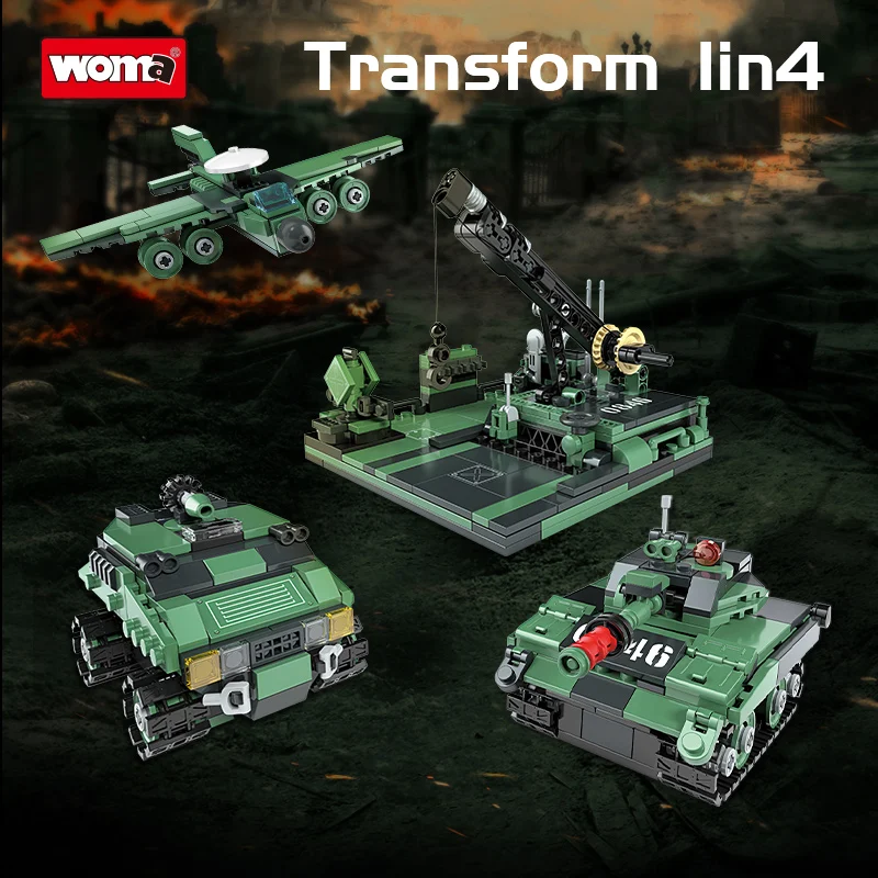 WOMA TOYS Kids Intellectual Educational WW2 AJAX Armoured Car Vehicle Soldiers 1 in 4 Toy Model Hobby Building Blocks Brick Set