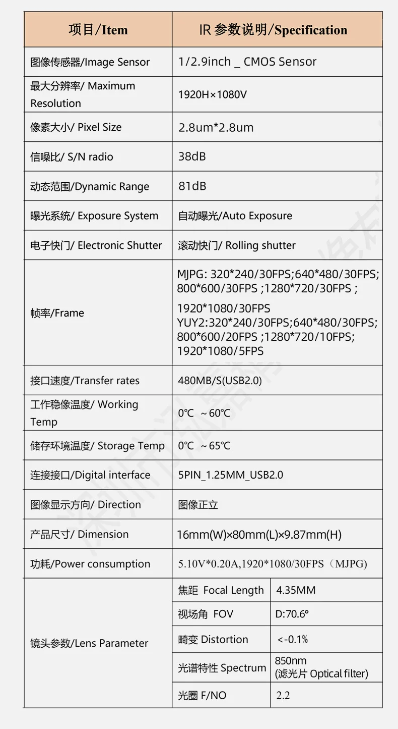 DGZX OEM WDR UVC HD Dual Lens 1080P RGB+IR Iris 3D Face Recognition Binocular Camera Module AR0230 GC2053 Cmos插图3