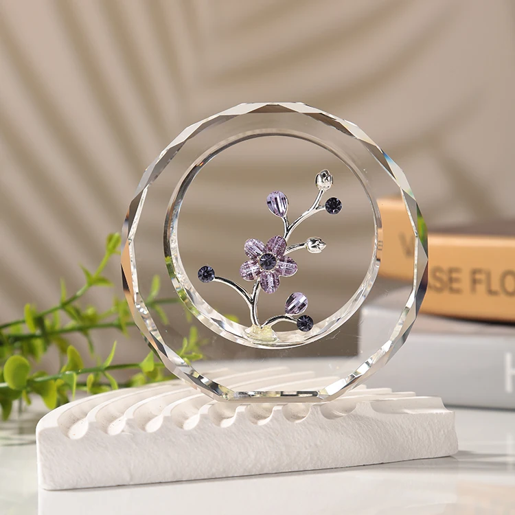 wholesale professional factory Souvenir decoration gifts wedding Crystal round plum blossom style for Valentine's Day Favors factory