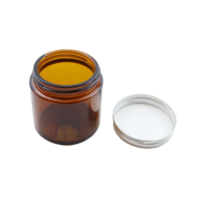 Wholesale customized jar clear amber round glass jars with screw aluminum lid for food candy