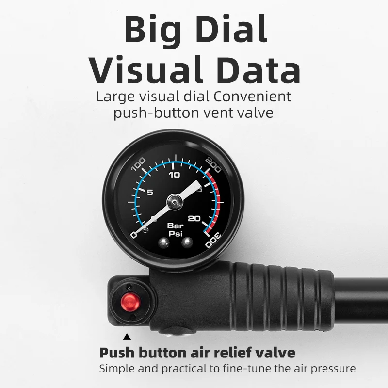 ROCKBROS High Pressure Shock Pump 300psi Bike Tire Inflator