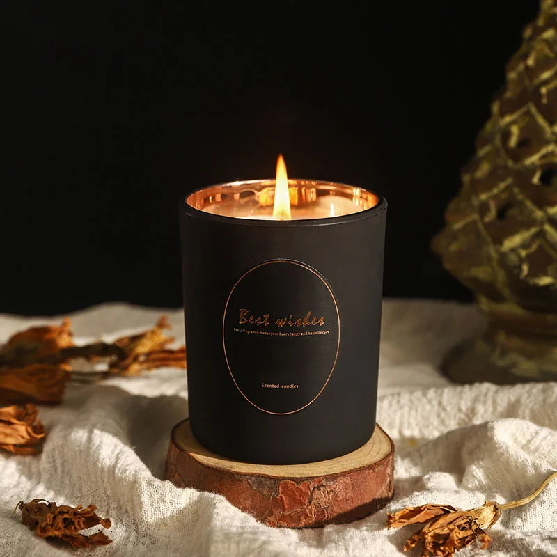 Wholesale Luxury Custom Empty Matte Black Candle Holder Glass Candles ...