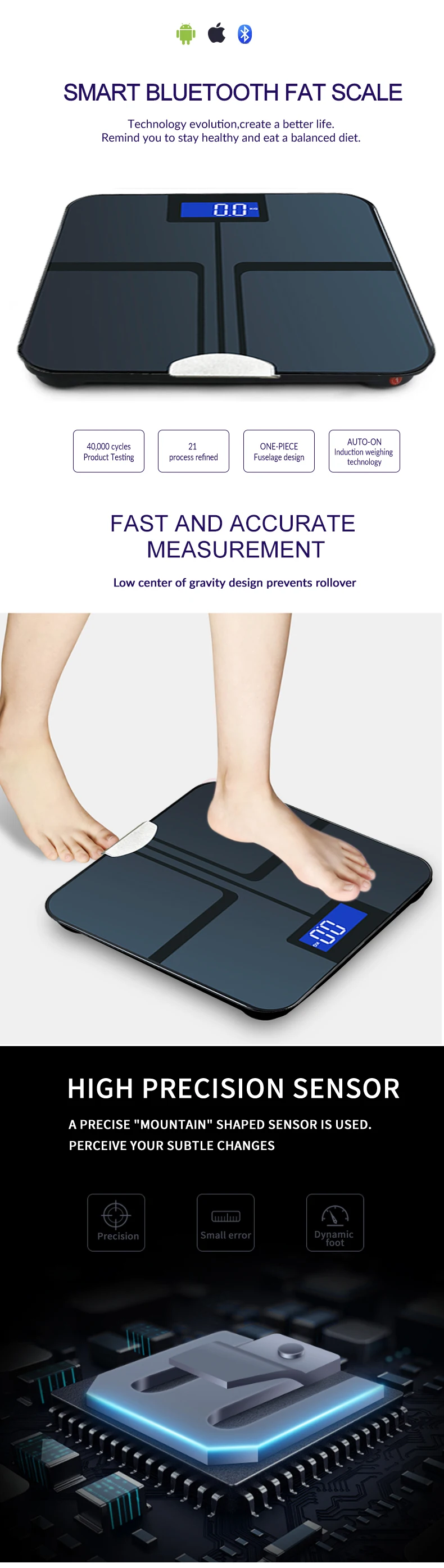 Factory Certification Bluetooth Smart Body Fat Analyse Digital Scale