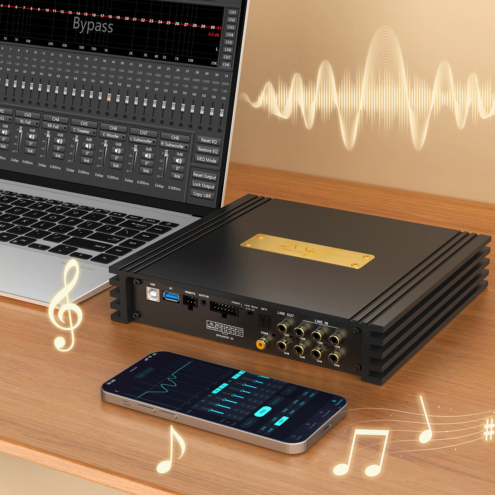AudioWinner T68.6D OEM DSPカーオーディオデジタルシグナル