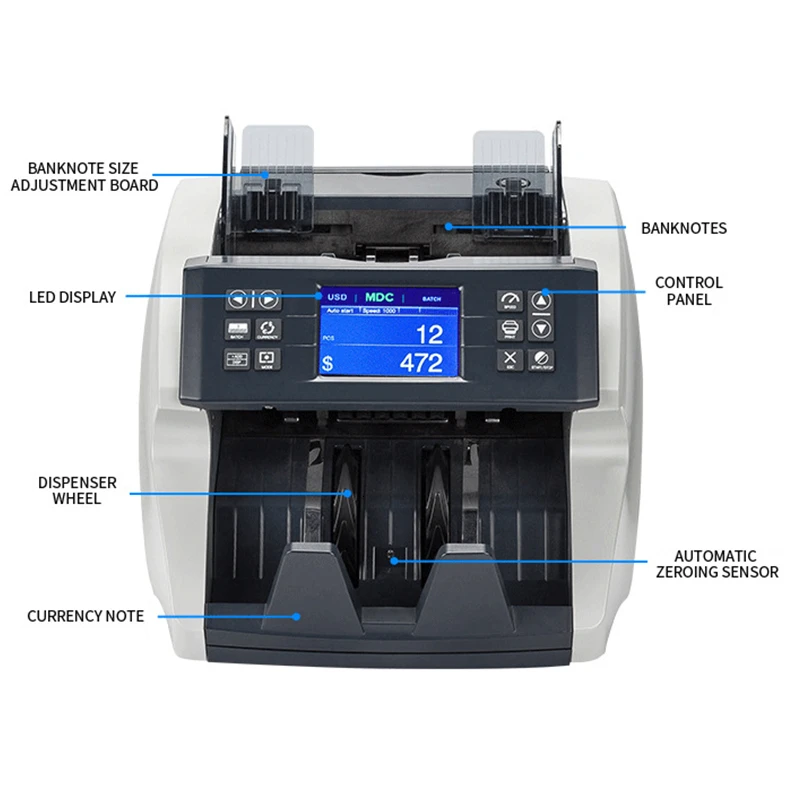 Loose Note Counting Machine CIS Bank Grade Value Counter Mix Banknote ...