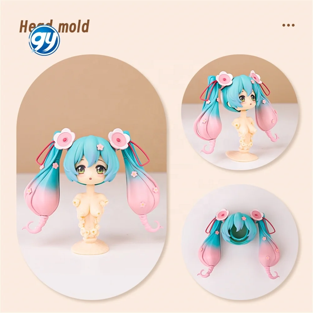 Ob11 Plastic Replacement Hair Mold Twin Pony Tail Anime For