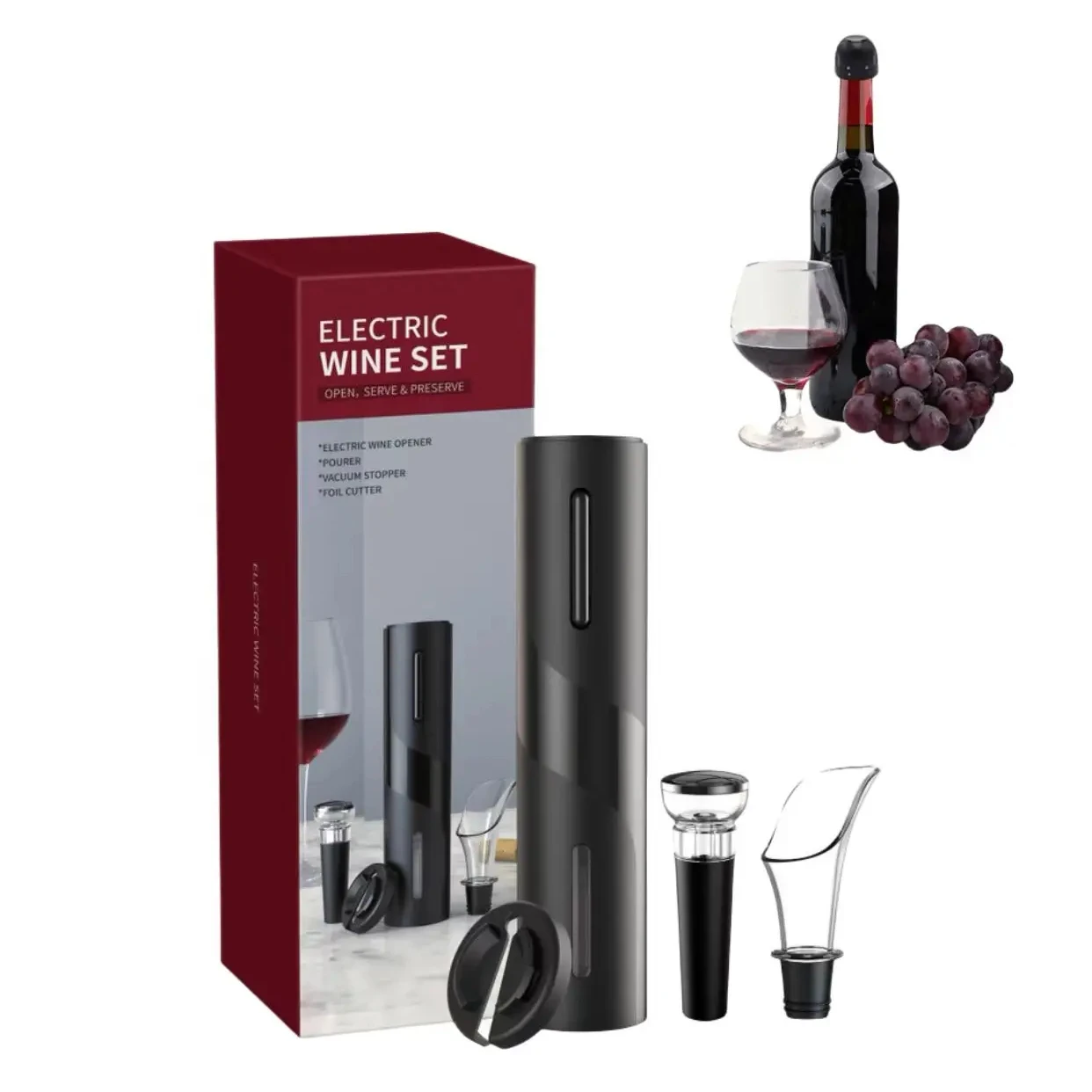 Электрический штопор на заказ, набор штопор для красного вина, автоматический перезаряжаемый Электрический штопор для вина в подарок