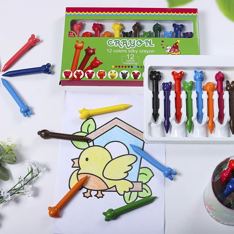 12 шт. милые шелковые мелки в форме животных для детей
