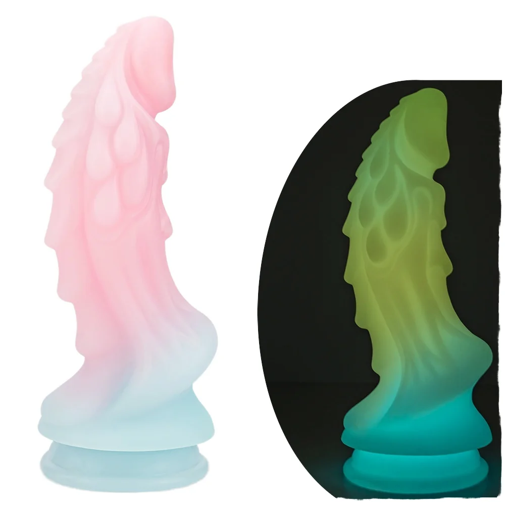 mouth thruster vibrator Realistic Large Silicone Plug Sex Toy for Women Soft Monster Dildo Strong  Suction Cup Luminous Feature Realistic Dildo Butt Plug