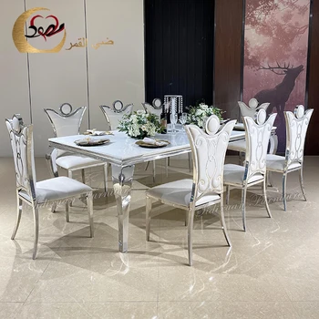 Stainless steel long rectangle mdf event dining table for wedding furniture