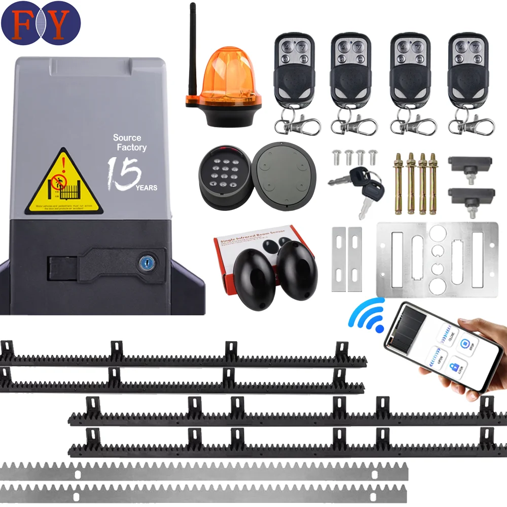 China 1200w 110v 220v 2000kg 2000kg Start and Stop Slowly Sliding Gate Motor Kit WiFi Contrtol  Opener Operator