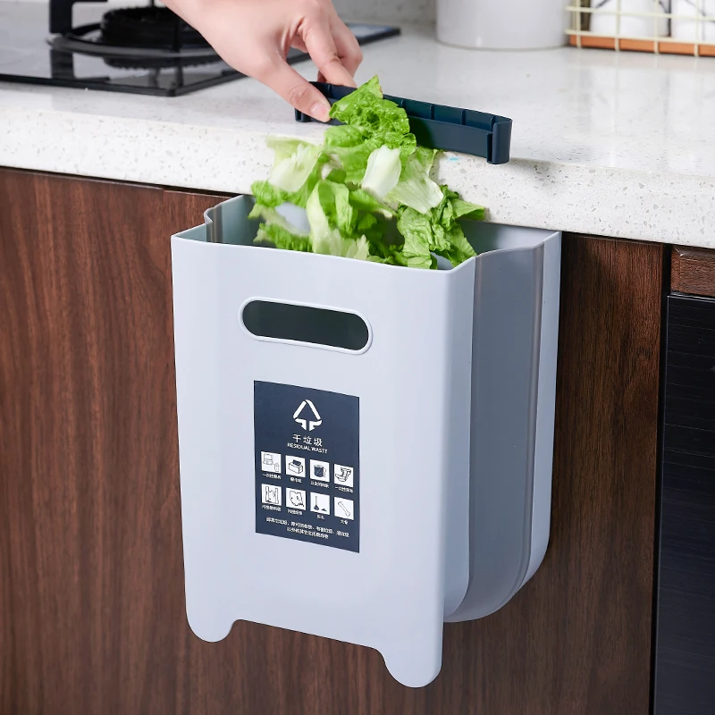 Collapsible Trash Can Folding Dustbin Garbage Bin Foldable Garbage Trash Can Kitchen Plastic Food Waste Bin Foldable Waste Bins