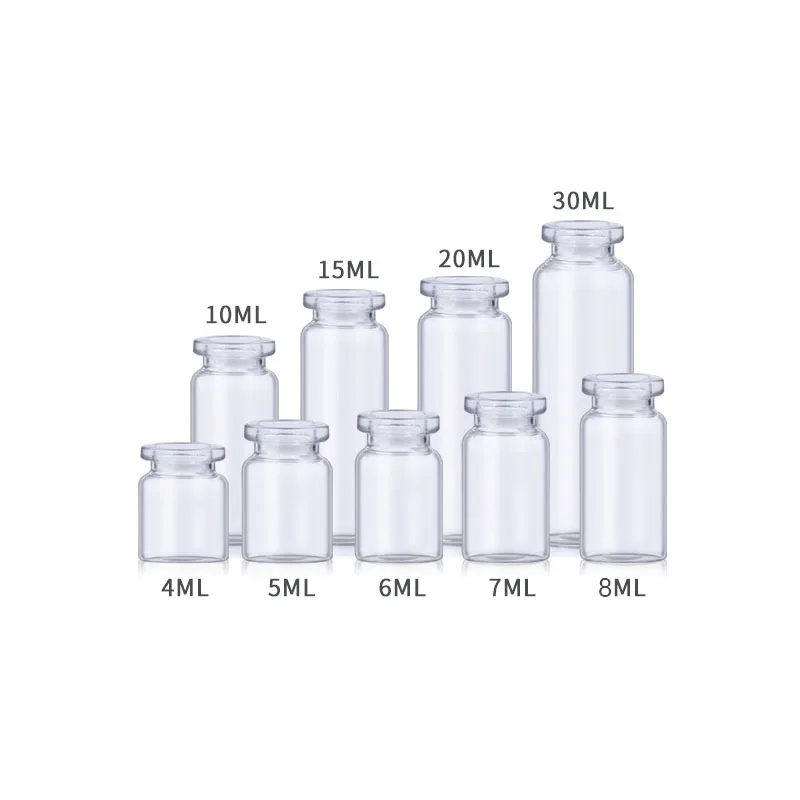 
 Пустые стерильные медицинские флаконы из прозрачного янтарного стекла с алюминиевой крышкой 20 мм, 4-30 мл  