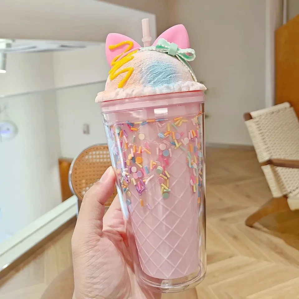 Supply Manufacturers direct creative unicorn ice cup cute girl cool cool  water cup gradient smoothie cup summer cup