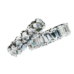 Custom Emerald Cut White Zircon 925 Sterling Silver Plated Copper Ring Unisex Trendy Design for Wedding and Party