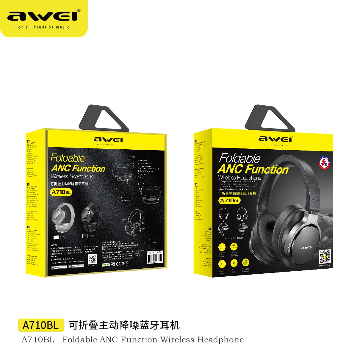 AWEI New Arrival ANC Wireless Headset A710BL High Quality Stereo Sounds  Headband Headset