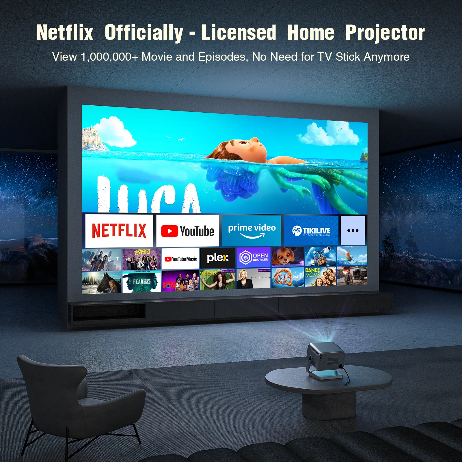Netflix公式AIオートフォーカスVOPLLS 4Kプロジェクター（WiFi搭載