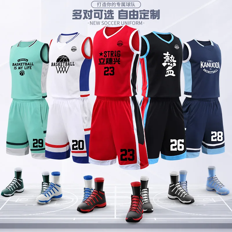 Оптовая продажа пустые баскетбольные униформы дешевые дизайнерские из полиэстера быстросохнущие принимаются заказы на печать логотипа