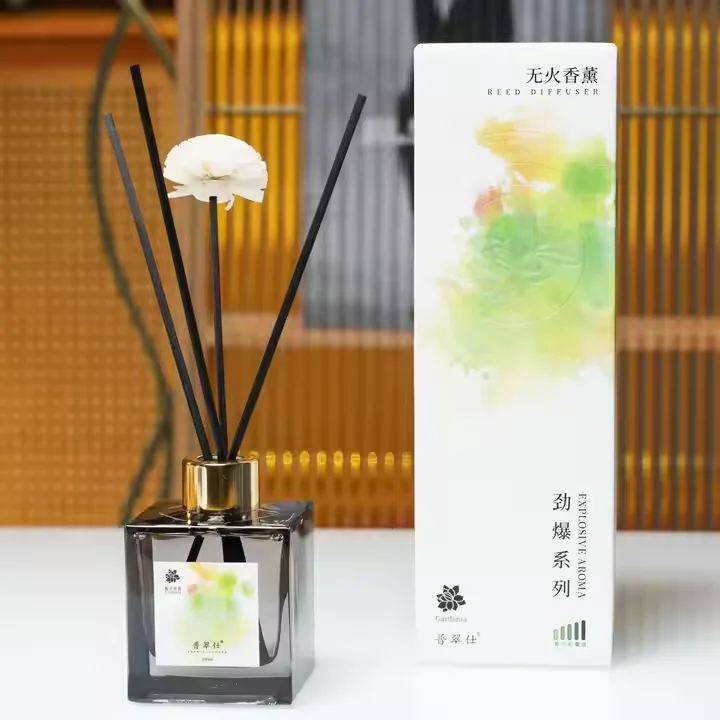 Wholesale Luxury Aromatherapy Reed Diffuser and Candle Set Natural Essential Oils Elegant Glass Bottle Gift for Home,Office,SPA.