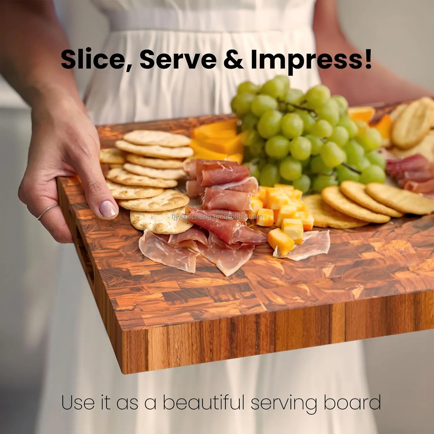 product wood end grain cutting board end grain butcher block with juice groove  handle premium kitchen prep board chopping block-5