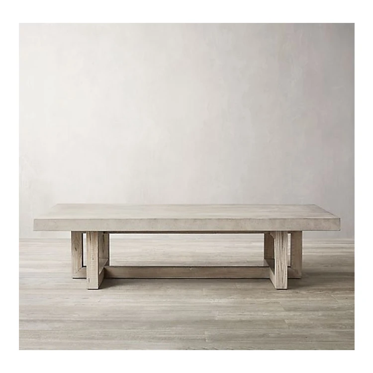 Coffee Table Tea Table Glass Fiber Reinforced Concrete Surface GRC and Wooden Modern Chinese Living Room Furniture ISO9001