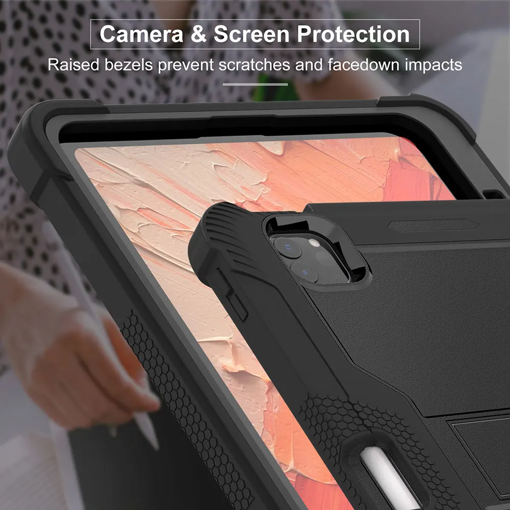 Laudtec Pbk264 Shockproof Tablet Case Reinforced Flat Shell Pen Slot Folding Holder Simple Business Cover For ipad Pro 11 2024 supplier