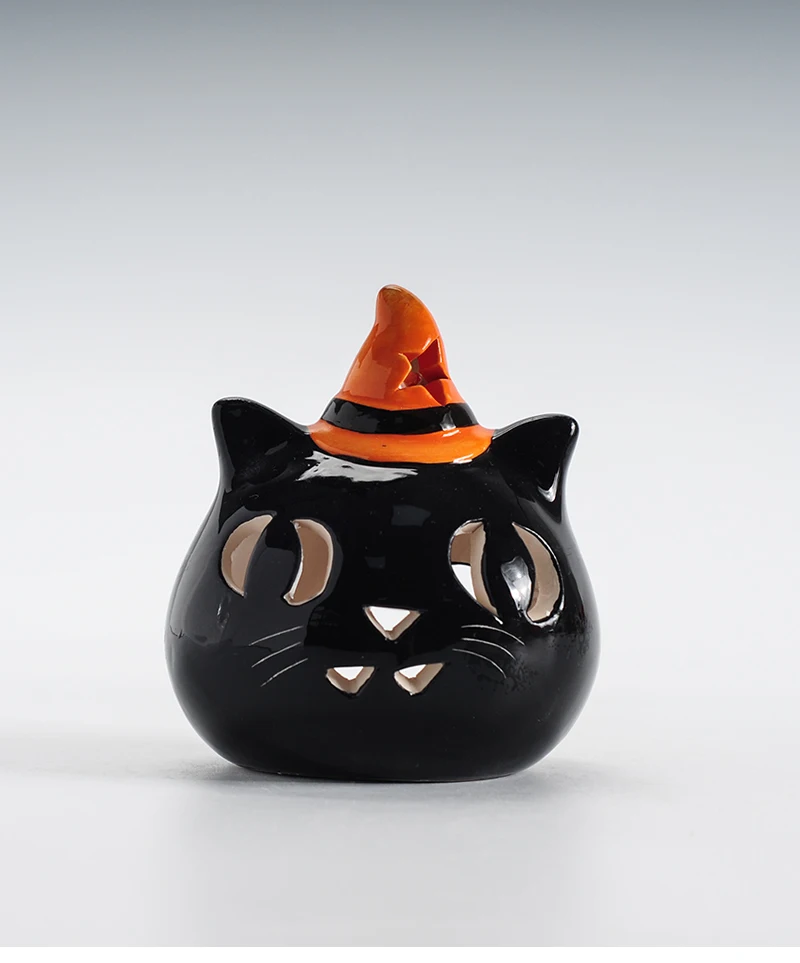 Ceramic Animal Cat Design Black Wax Warmer Small Animal Style
