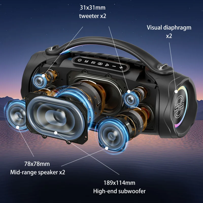 Sodlk S1620 300W Portable Subwoofer - Waterproof & Bluetooth