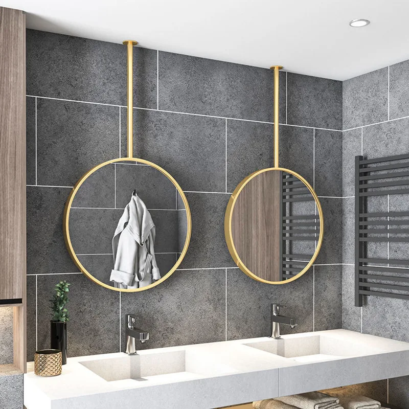product wholesale led smart touch switch mirror bathroom mounted round spiegel silver bath mirrors ceiling mounted mirror for hotel-0