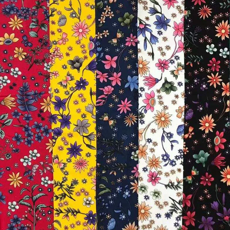 
 Custom color plain style floral pattern woven stock lots rayon printed fabric for garments  