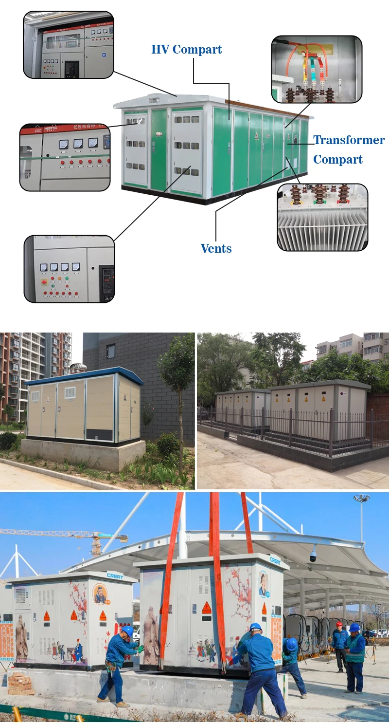 Oil-Immersed 630KVA 1000KVA Pre-Installed Box-type Substation 6KV 10KV YB Compact Transformer Distribution 1