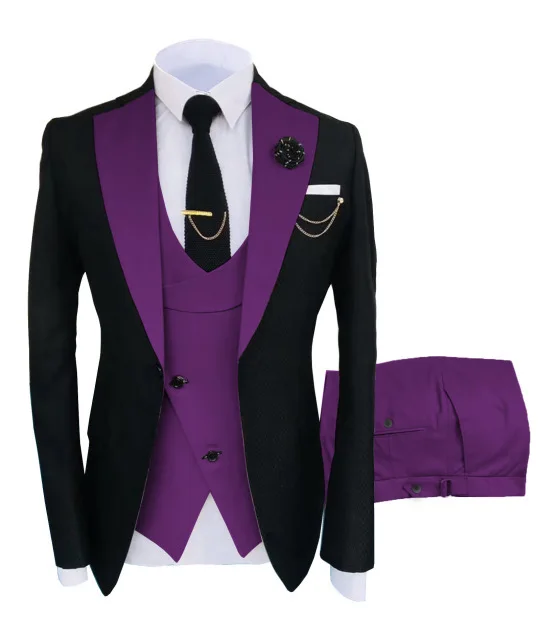 Men'S Suits&Blazer,Amazon Hot Sell Burgundy Color Wedding Suits Men Classic 3 Piece Suit