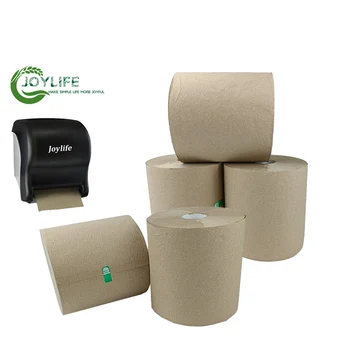 Wholesale 250m Recycled Pulp Towel Tissue White Paper Hand Roll