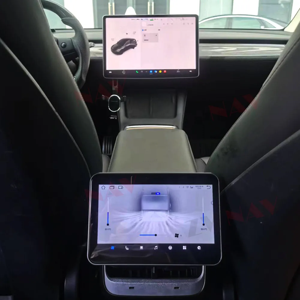 AMD Intel  Air Conditional for Tesla Model 3 Model Y AC Panel Virtual Back Row Seat CockPit LCD Car Speedometer Android Screen