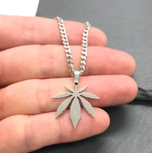 tobacco leaf jewelry Gold Necklace: 14kt Vermeil Charm, Tobacco Grower Gift, All Precious Metals by 1 wide High Quality Minimalist Tobacco Leaf