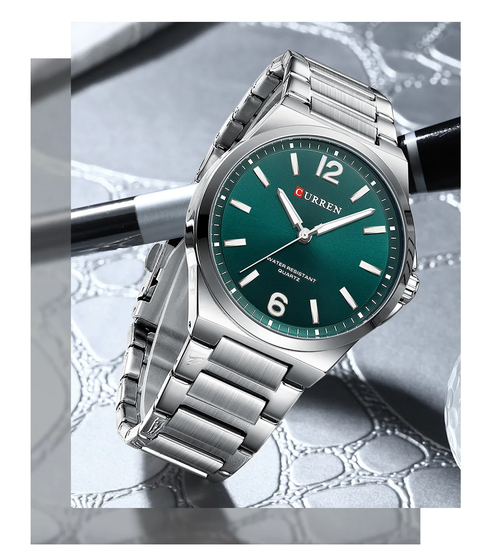 CURREN 8493 Classic Vintage Men's Quartz Watch 42mm Brand Original Wristwatches with Stainless Steel Band Luminous Hands Gift