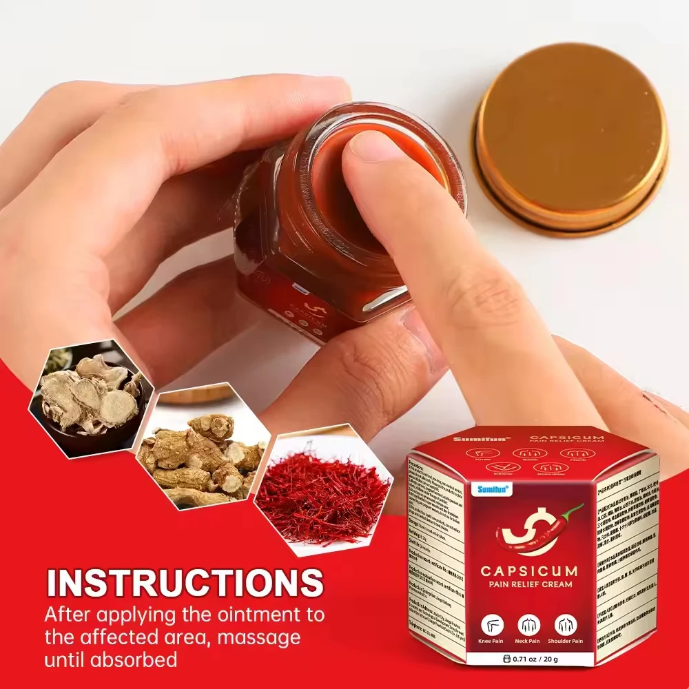 Long-Lasting Herbal Massage Cream with Menthol and Chili for Cool & Warm Pain Relief Targeting Aching Back and Waist
