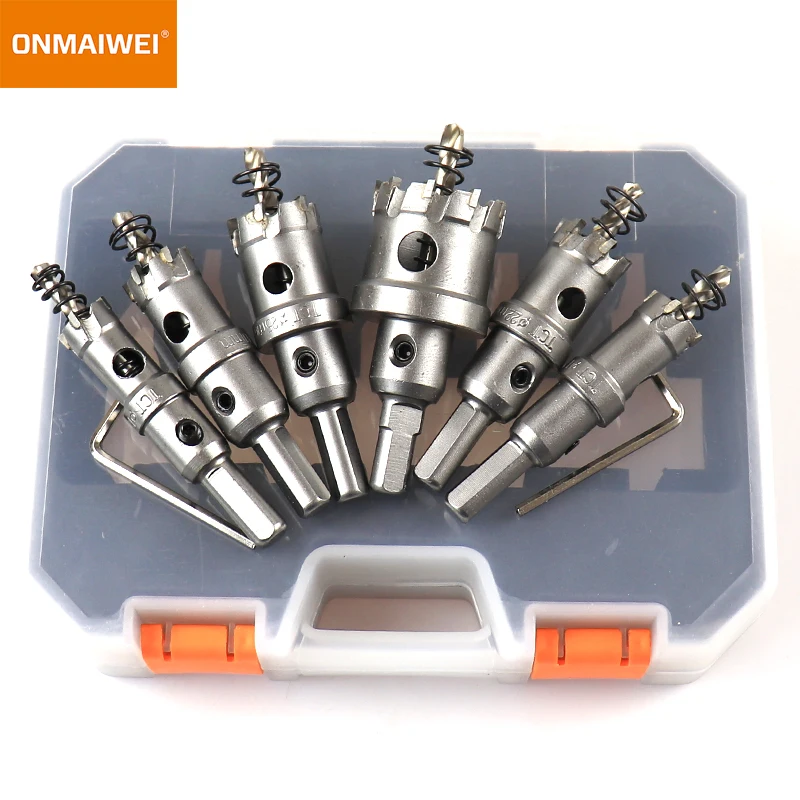 8pcs Drilling Crown for Stainless Steel TCT Hole Saw Set Tungsten Carbide Tipped Drill Bits for Metal Alloy Iron