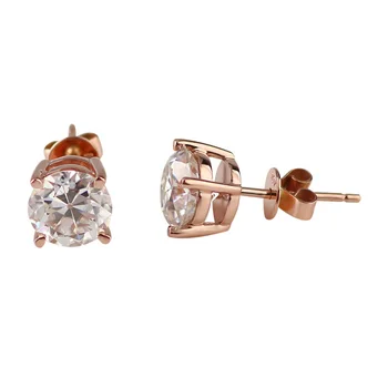 7mm old european cut DEF color OEC moissanite diamond 10k rose gold stud earrings as gift