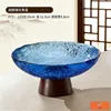 Hammered Acacia Wood Round (Blue)