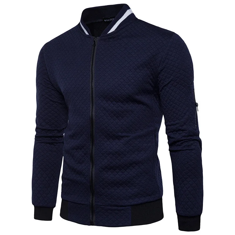 Nmch Long Sleeve Plaid Mens Cardigan Zipper Sweatshirt Autumn Winter Coat Jacket 